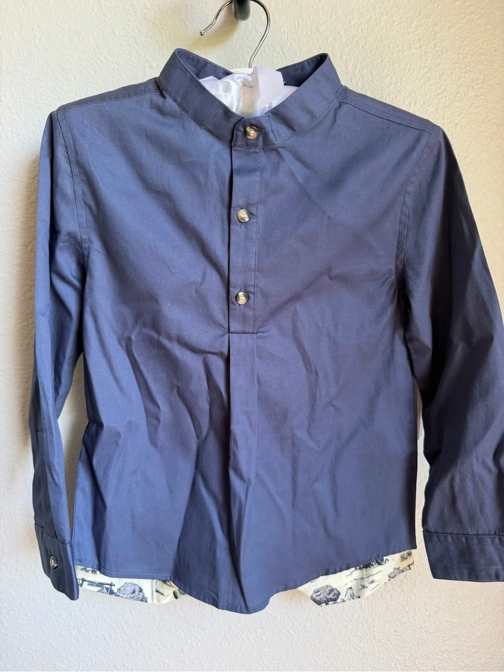 NWT Edgehill Collection Boys Navy Shirt & Toile Print Shorts Set Sz 6